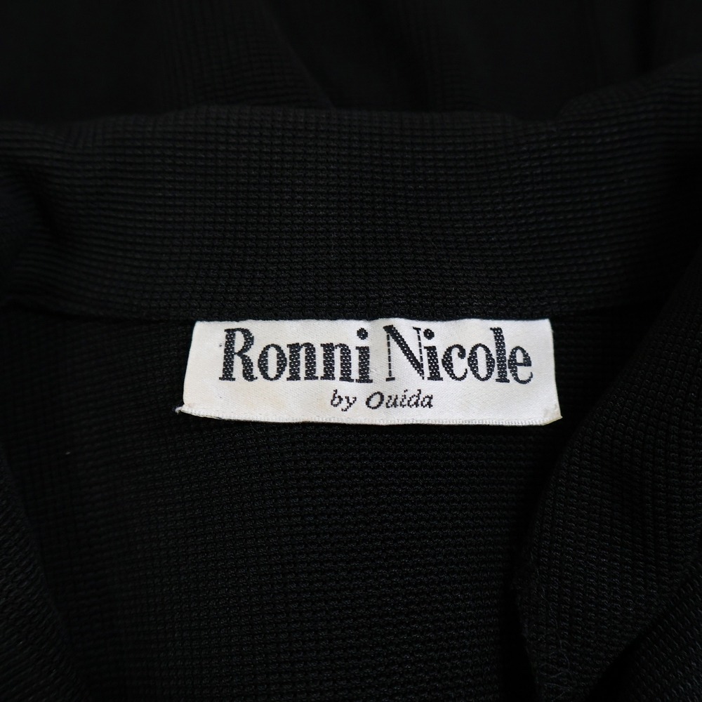 Vintage Ronni Nicole by Ouida Top & Pant Set Womens L Black Beaded Embellished - Picture 2 of 16